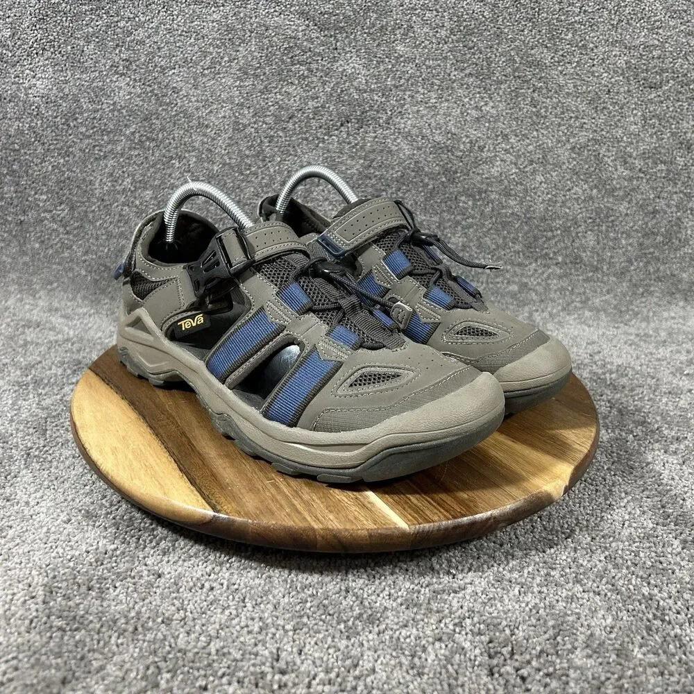 Teva Omnium 2 Mens Size 9 Grey Blue Trail Outdoor Hiking Water Sandals Used